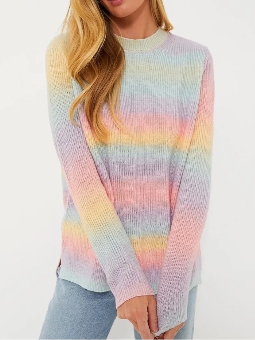 Tuckernuck Hyacinth House Rainbow Candy Pastel Stripe Preppy Wool Sweater Small